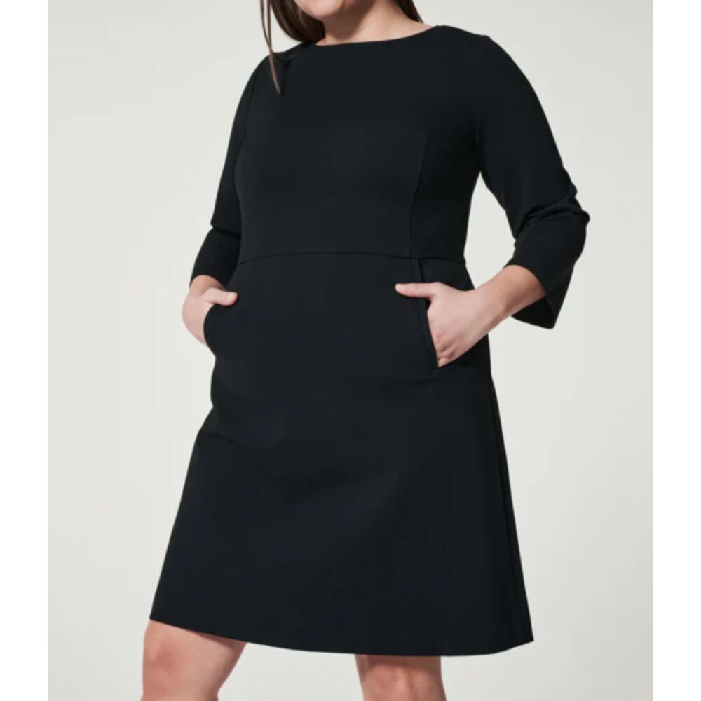 NEW SPANX The Perfect A-Line Shift Dress Classic Black sz Small Career Slimming